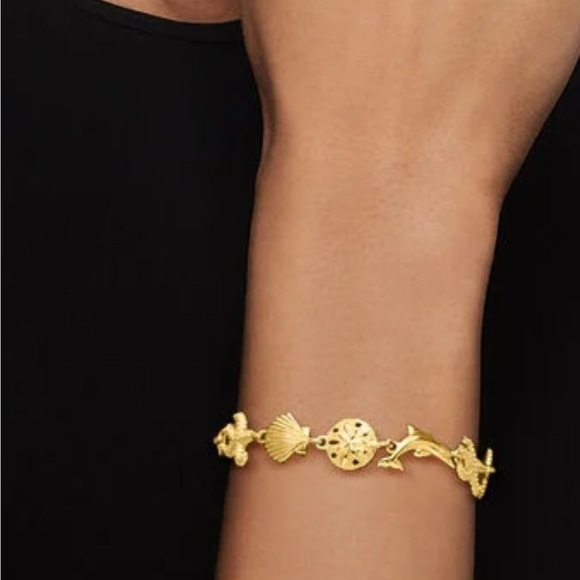 Gold Dolphin, Starfish and Shell Bracelet 18KT over 925 Silver - Picture 4 of 4